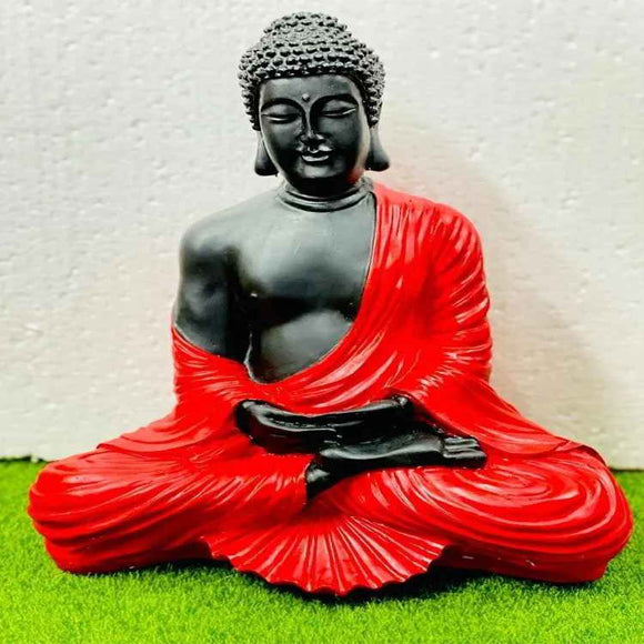 Dark Reddish Buddha Samadhi Tabel Decor Polyresin Showpiece