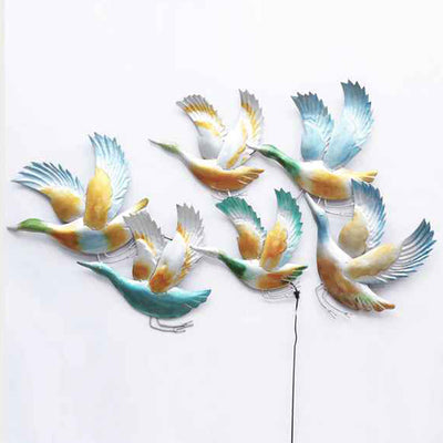 Six Colorful Birds LED Wall Art