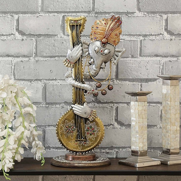 Metal Sitar Ganeshji Table Showpiece