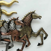 Running Sun Horses With Led Metal Wall Art