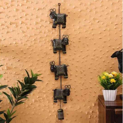 Handcrafted cow bell hanging wall decor