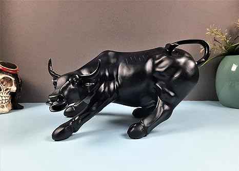 Black Bull Sculpture Statue, Handcrafted Polyresin Showpiece