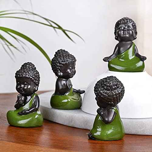 Decorative Set of 4 Polyresin Spiritual Buddha Monk Showpiece Figurine