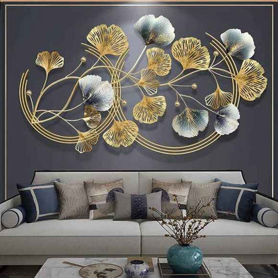 Multicolour Double Chand Flowers Metal Wall Art