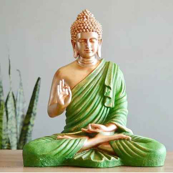 Green Buddha Samadhi Tabel Decor Polyresin Showpiece