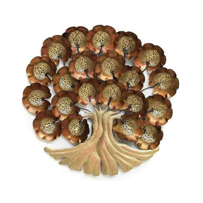 Multicolour Metal Brown Tree Wall Decor With LED