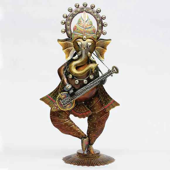 Metal Guitar Ganeshji Table Showpiece