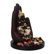 Golden and Black Polyresin Palm Ganesha Idol for Home, Living Room, Puja Room, Office