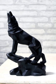 Black Wolf Geometric Design for Home Décor Artistic Polyresin Piece