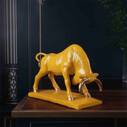Polyresin Yellow Bull Table Decor Showpiece