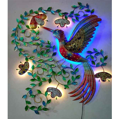 Colorful Metal Humming Bird LED Wall Art