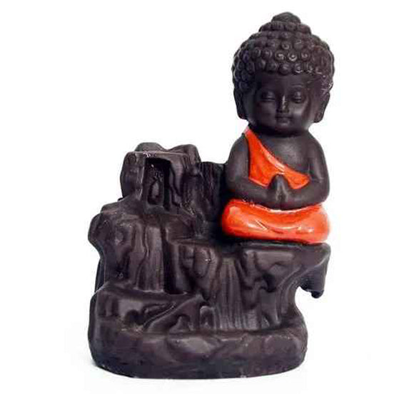 Orange Smoke Buddha Table Decor Polyresin Showpiece