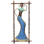 Blue Metal Single Frame Lady Figurine Wall Art