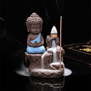 Blue Smoke Buddha Table Decor Polyresin Showpiece