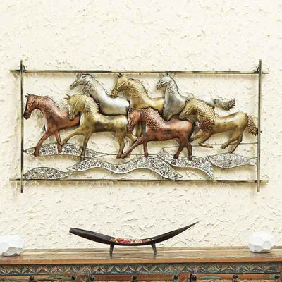 Metal Multicolor Frame Horse Wall Art