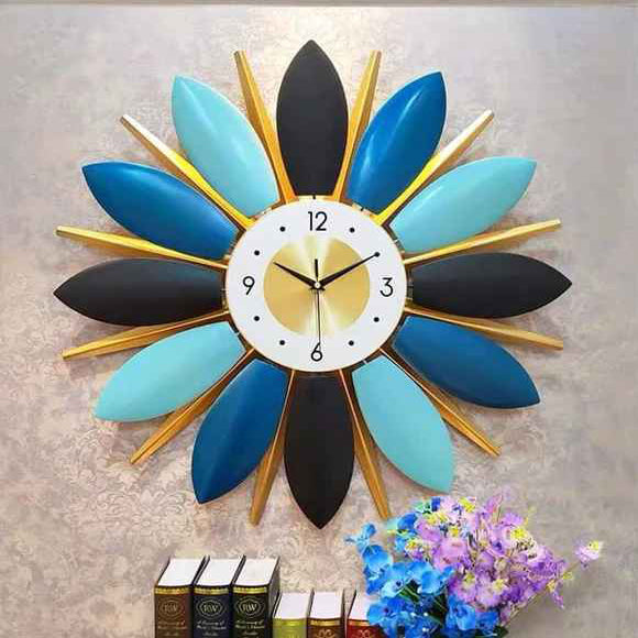 Blue Metal Wall Clock